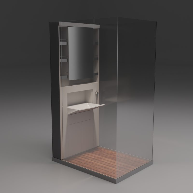 Foldable campervan sink with built-in mixer tap and shower