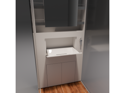 Foldable campervan sink with built-in mixer tap and shower